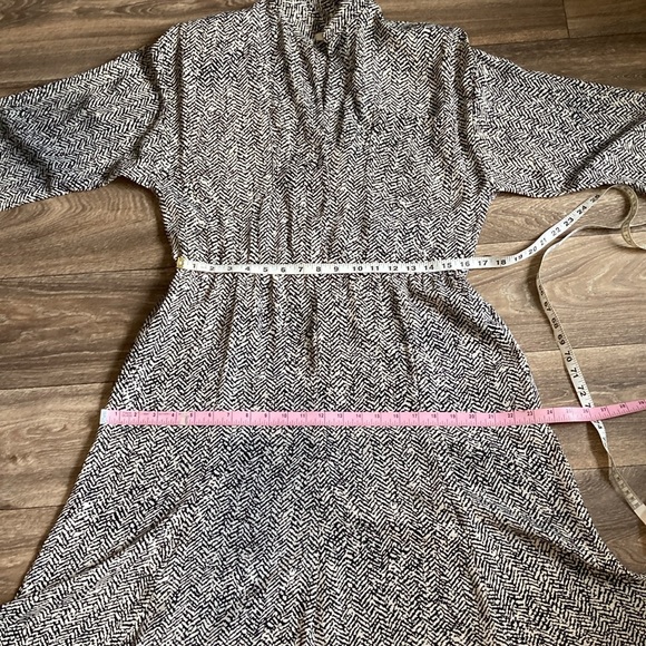 Vintage Neiman Marcus Black Creme Herringbone print dress size 10 - Picture 9 of 9